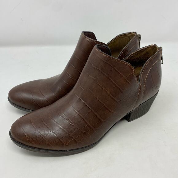 b.o.c. Brown Croc Embossed Vegan Faux Leather Ankle Bootie Womens Size 6.5 - Picture 1 of 8